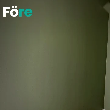 Före: tom vägg med grön färg